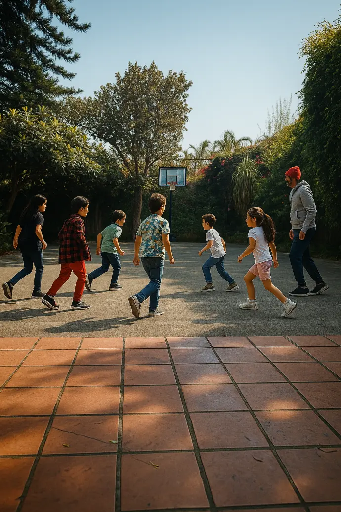 Niñoes en escuela montessori haciendo deporte